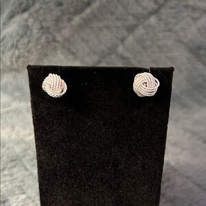 Elegant Sterling Silver Knot Stud Earrings